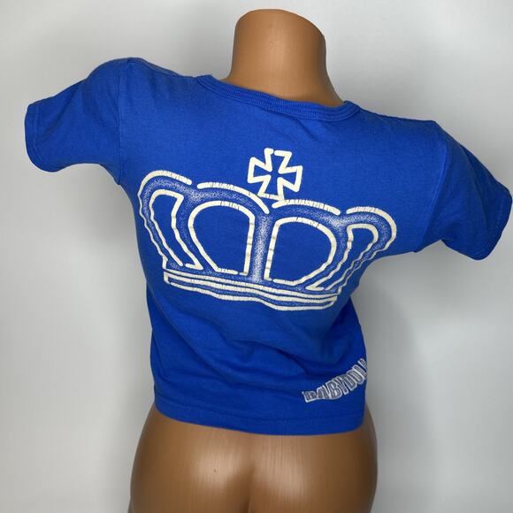 Y2K Babydoll Japan Crown Logo Tee Blue XS Graphic Harajuku Streetwear Kawaii - Picture 2 of 8
